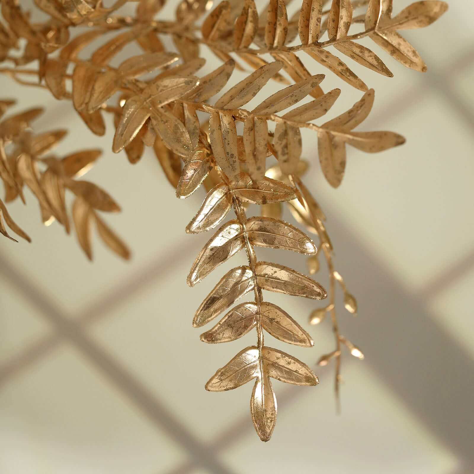 2 Pack Metallic Gold Artificial Fern Leaf Branches, Faux Decorative Bouquets 21