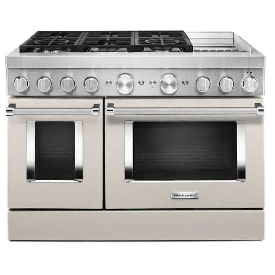 KitchenAid 48-inch Freestanding Dual Fuel Range with Even-Heat? True Convection KFDC558JMH