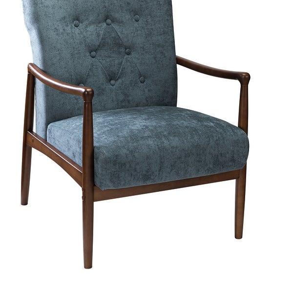 Leo Mid Century Modern Upholstered Accent Armchair with Button-tufted Back Set of 2 by HULALA HOME