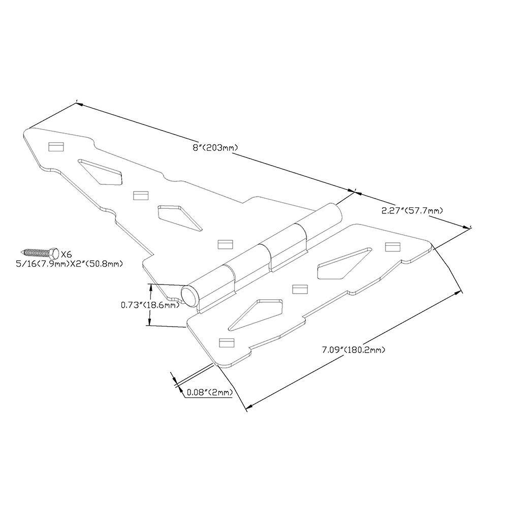 Everbilt 8 in. x 7-12 in. Black Heavy-Duty Decorative Tee Hinge (2-Pack) 18107