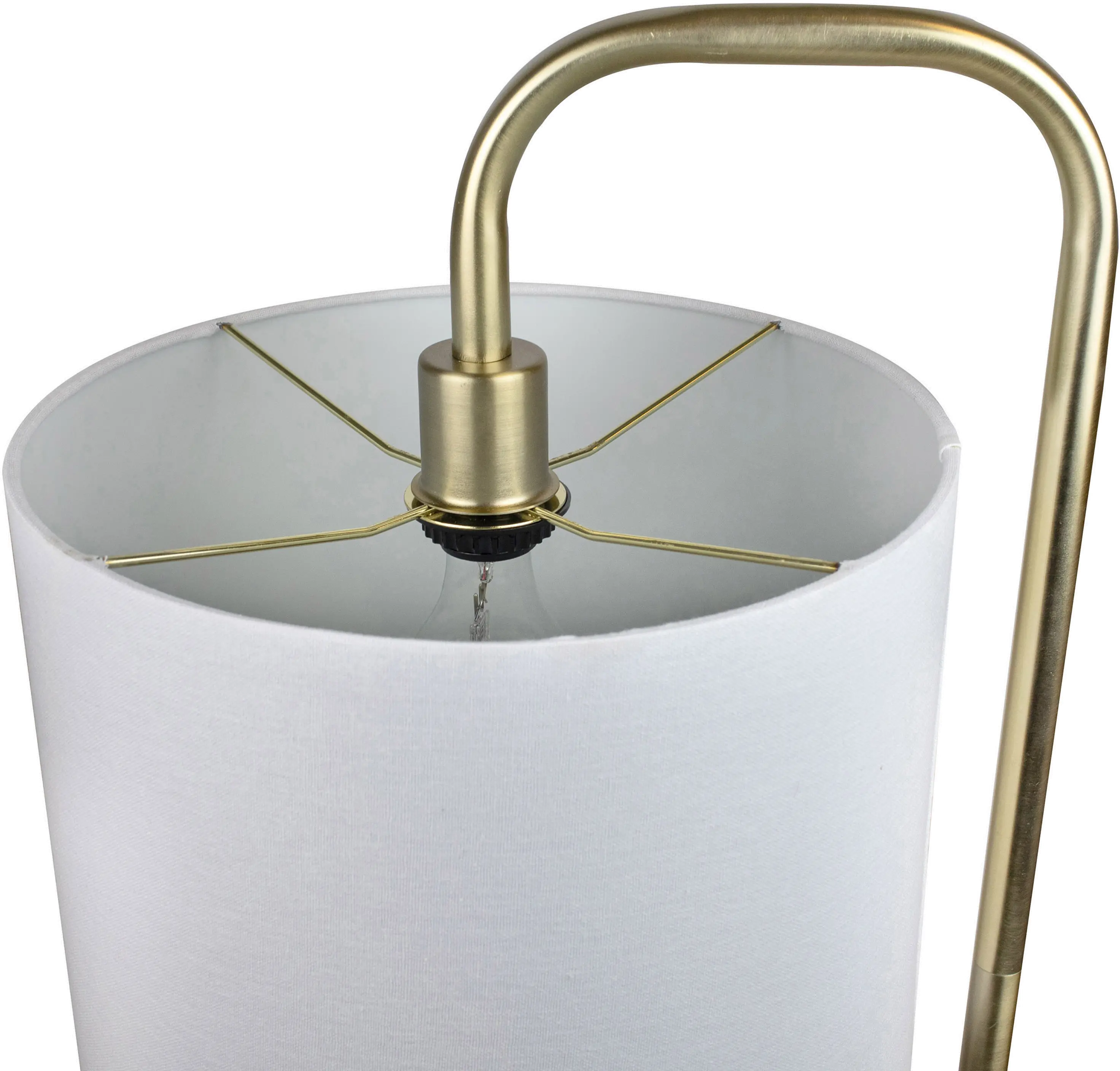 Abel Off-White and Gold Metal Arched Floor Lamp