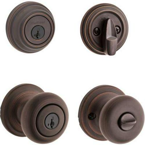 Kwikset 991 Juno Keyed Door Knob and Sgl Cyl Deadbolt Combo Pack in VB