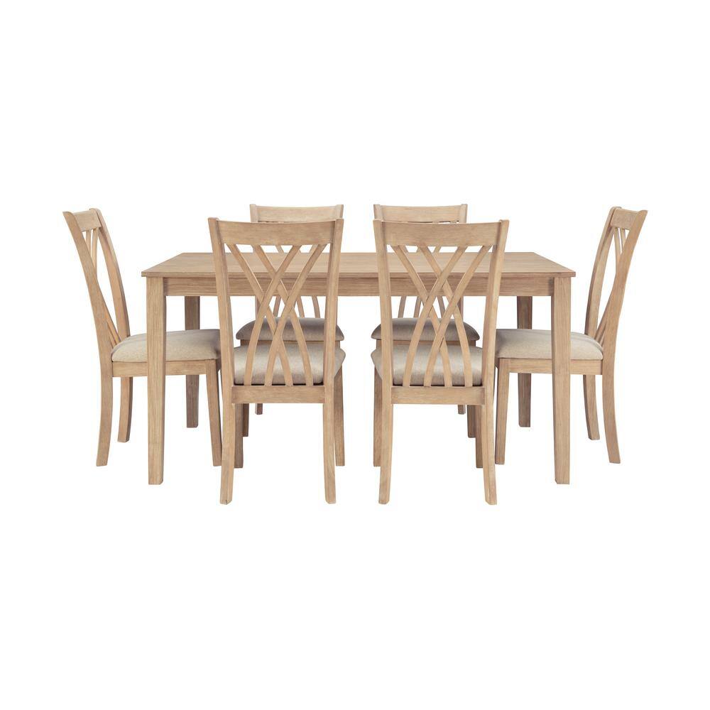 Linon Home Decor Peterson Natural Rectangular Wood 7-Piece Dining Set THD04279