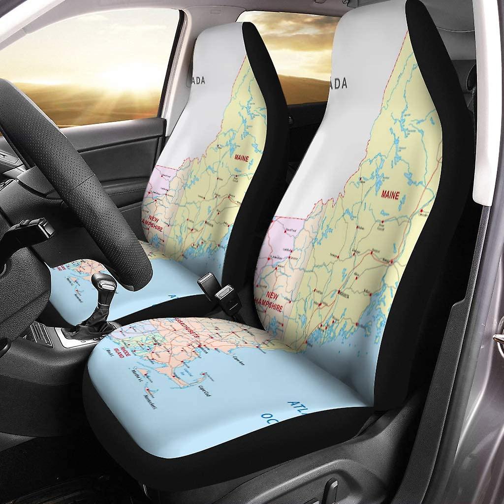 Set Of 2 Car Seat Covers Map Universal Auto Front Seats Protector Fits For Car，suv Sedan，truck D---42990