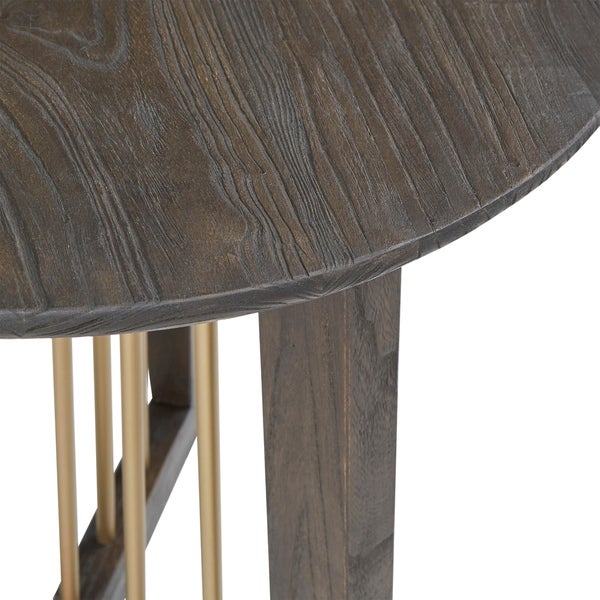 Barica Antique Gold Finished Metal and Reclaimed Wood Round End Table by iNSPIRE Q Bold