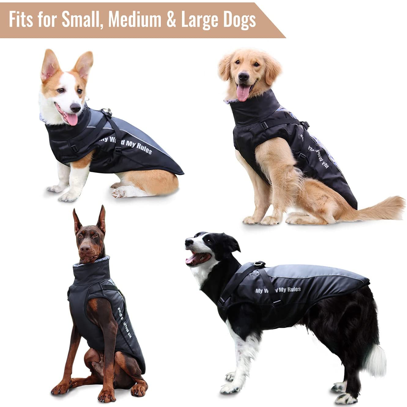 Winter Dog Coat Warm Fleece Dog Jacket for Cold Weather Reflective Zip up Puppy Dog Sport Vest Outdoor Pet Sweater Apparel Clothes for Small Medium Large Dogs