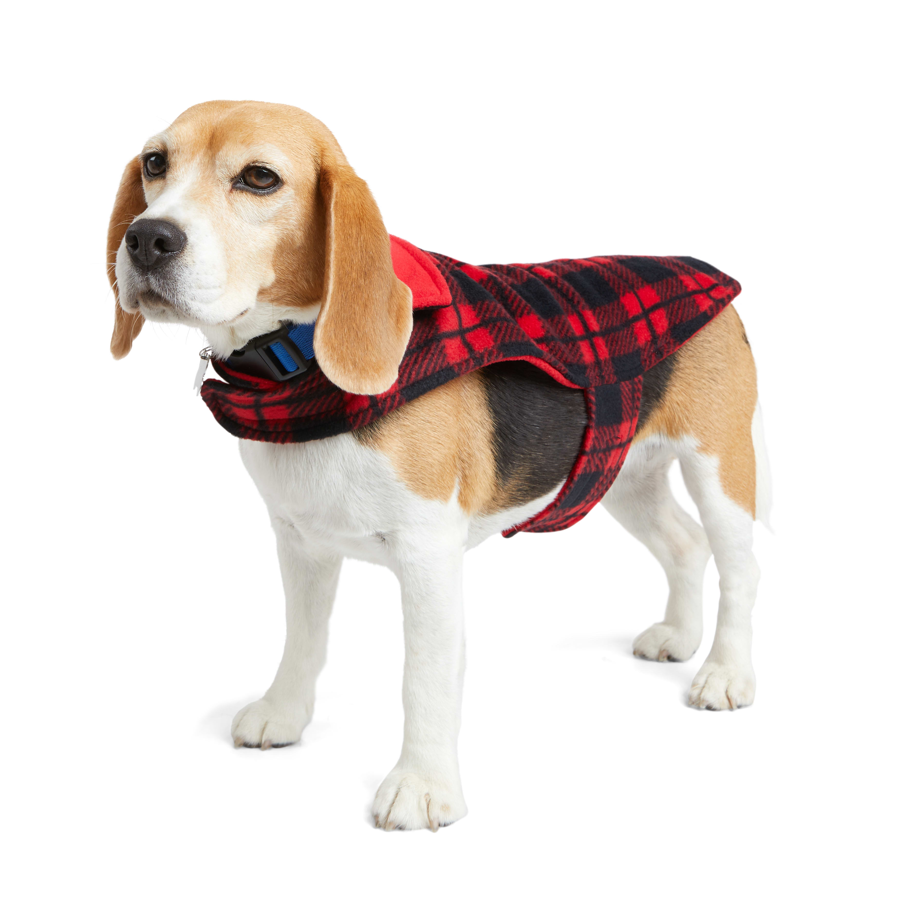 YOULY Red Check Cozy Dog Coat， X-Small/Small