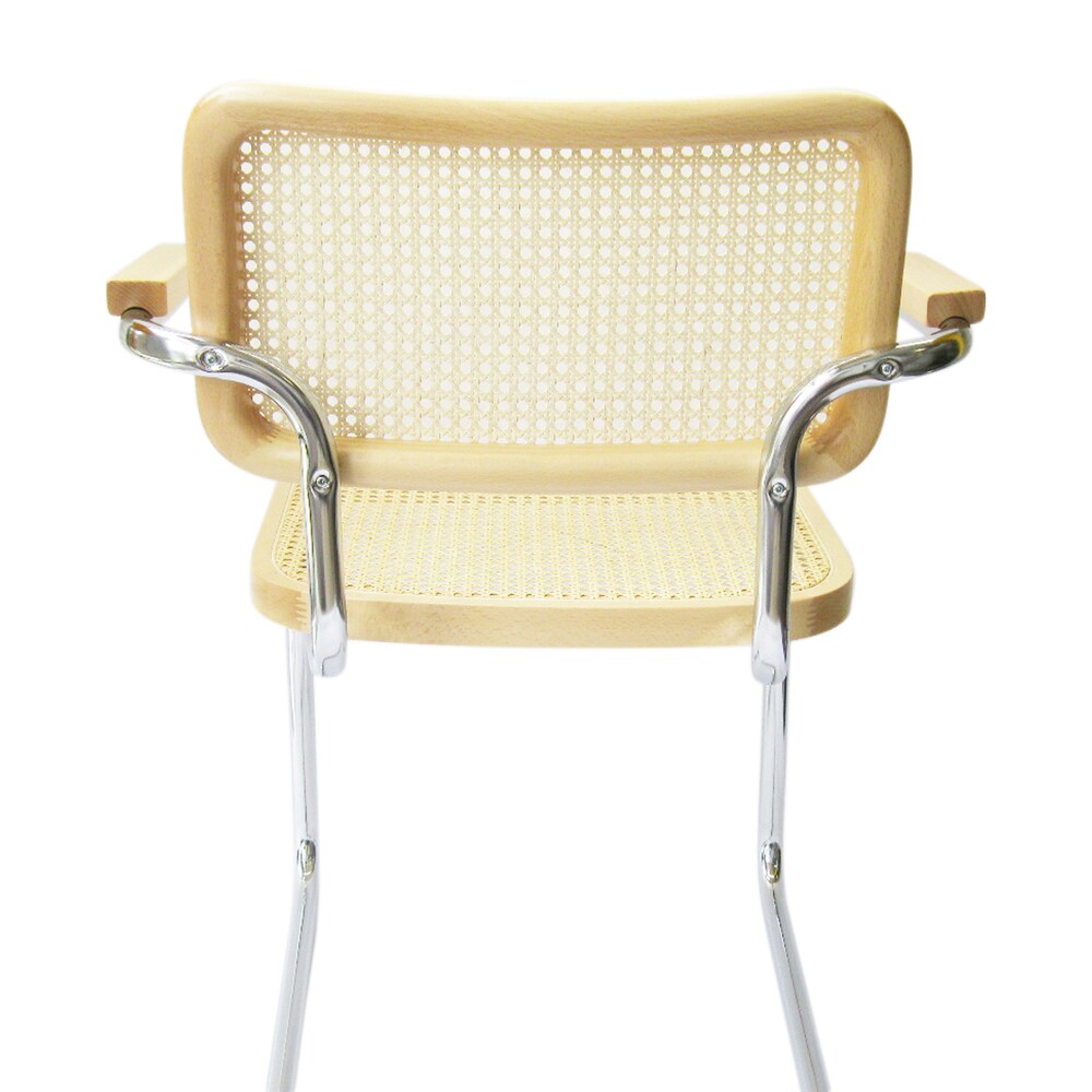 Breuer Chair Company Cesca Cane Arm Chair in Chrome and Natural