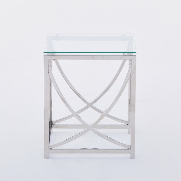 3 Pieces Square Glass End Tables 18