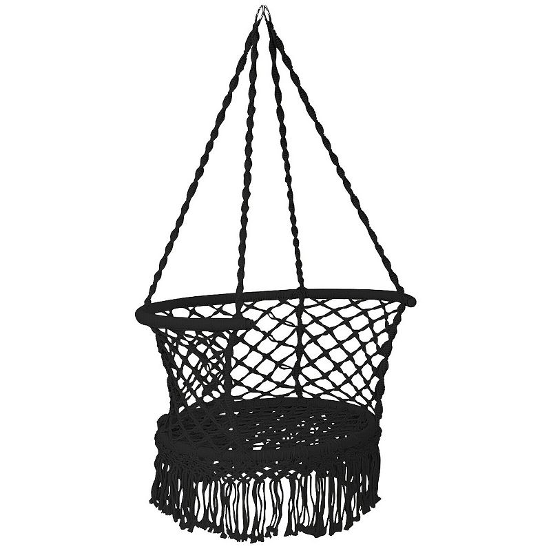 Hanging Hammock Chair Cotton Rope Hand-woven Tassels Design