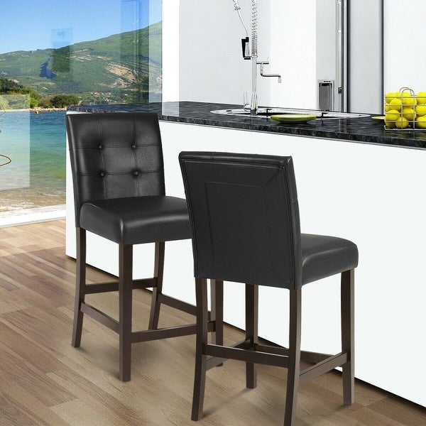 Set of 2 PVC Leather Bar Stools - 18.5