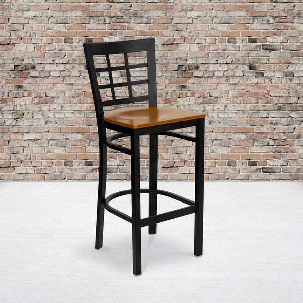 Window Back Metal Restaurant Barstool - 16