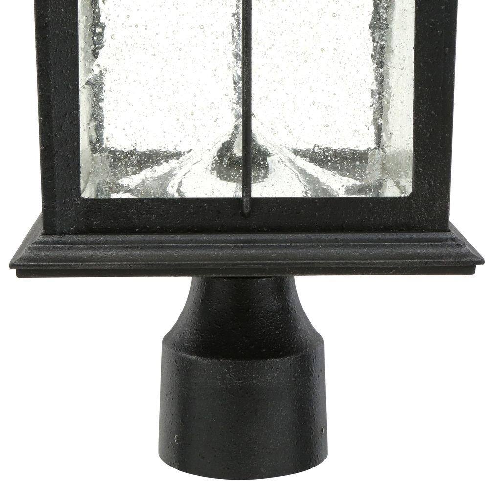 Hampton Bay Solar Outdoor Hand-Painted Sanded Iron Post Lantern with Seedy Glass Shade 46240-300PS