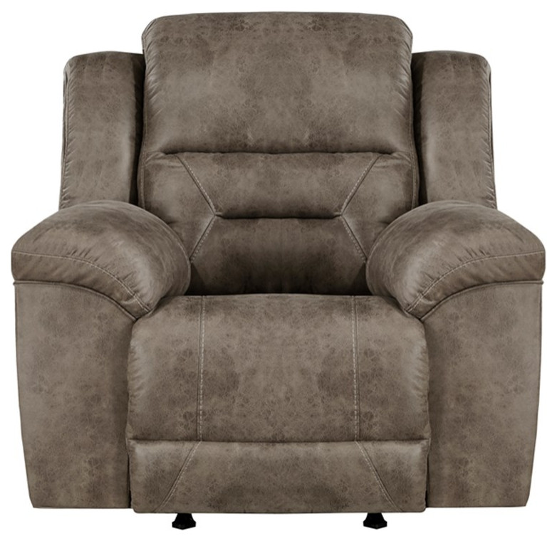 Lexicon Hazen Polished Microfiber Upholstered Rocker Reclining Chair in Brown   Transitional   Recliner Chairs   by Homesquare  Houzz