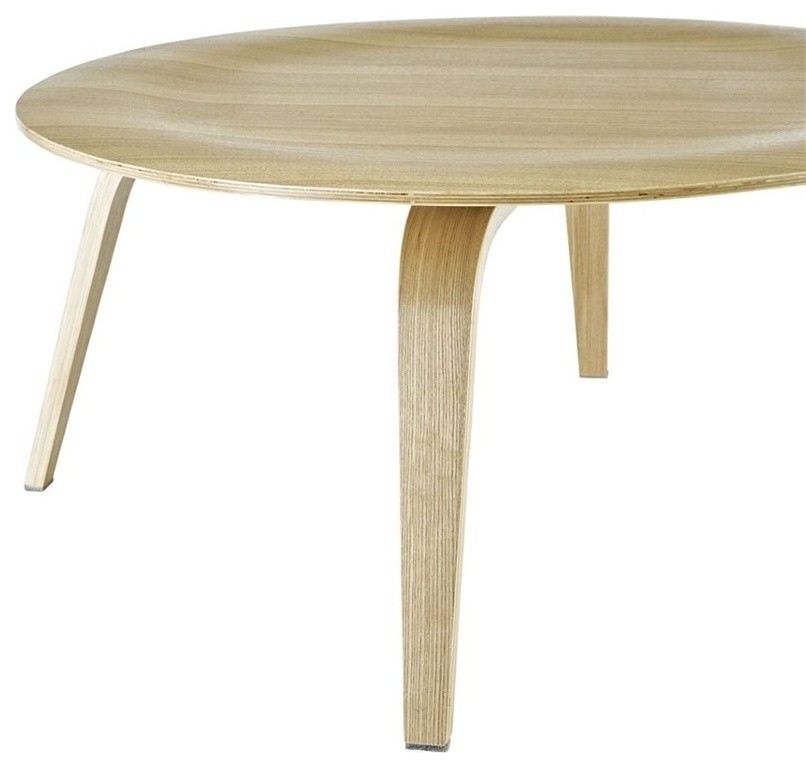 Hawthorne Collection Plywood Round Coffee Table in Natural   Midcentury   Coffee Tables   by Homesquare  Houzz