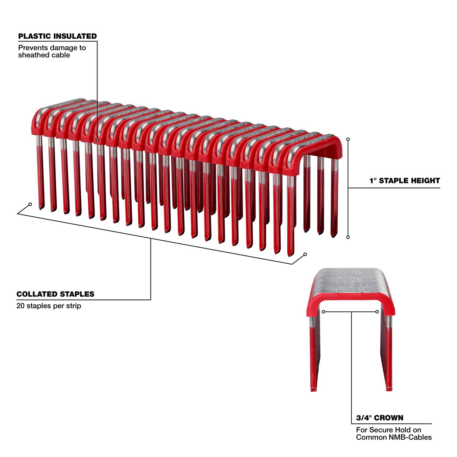 MW 3/4 in. W X 1 in. L Insulated Crown Cable Staples 600 pk