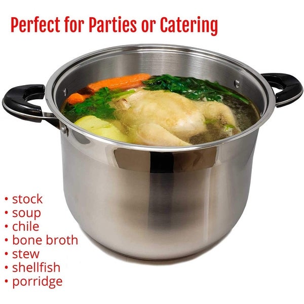 20 Qt Stainless Steel Tri-Ply Clad Heavy Duty Gourmet Stock Pot