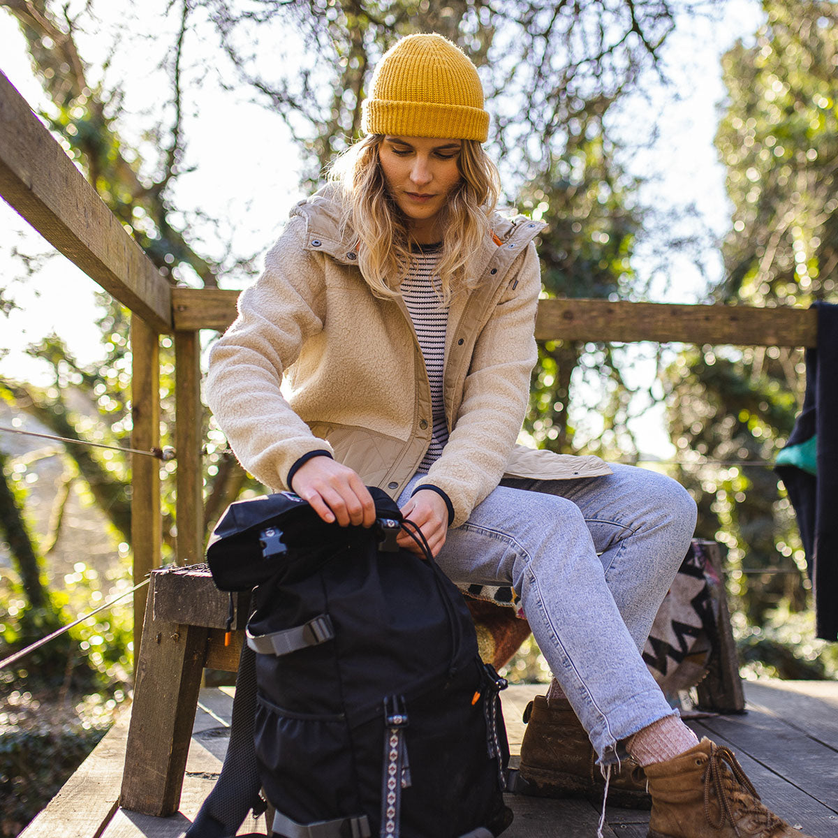 Dome Hooded Recycled Sherpa Jacket - Oatmeal