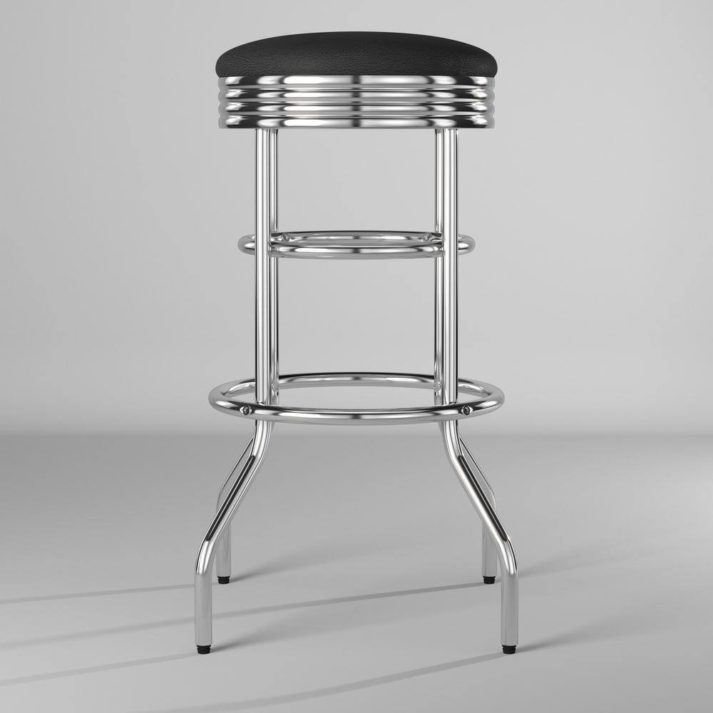 TRINITY 30 in. Chrome Swivel Cushioned Bar Stool TWE-1101