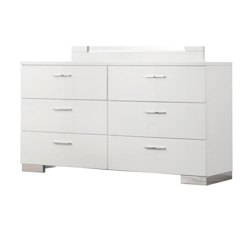 Felicity 6-drawer Dresser Glossy White