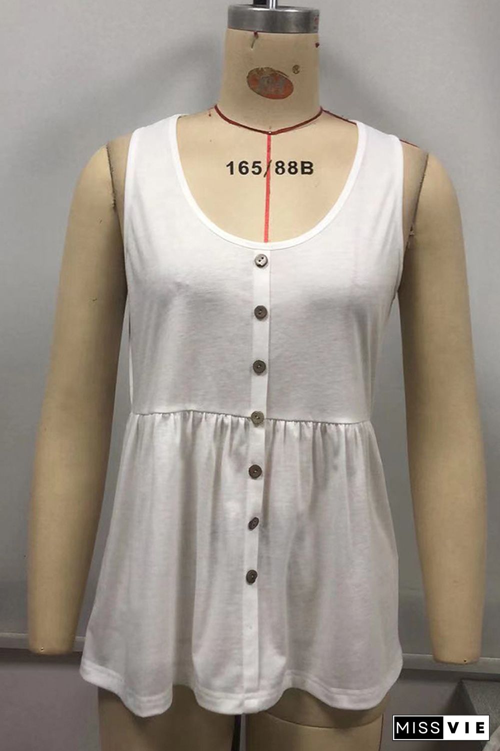 Solid Color Button Down Sleeveless Tank Top Wholesale