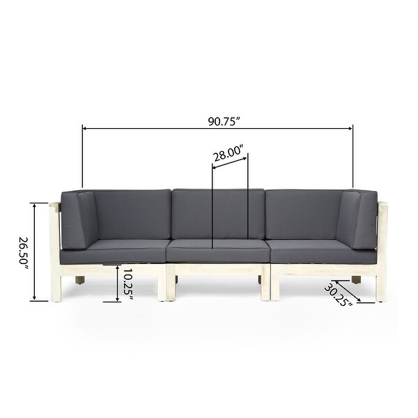 Oana Outdoor 3Seater Acacia Wood Sectional Sofa Set With Cushions by Christopher Knight Home