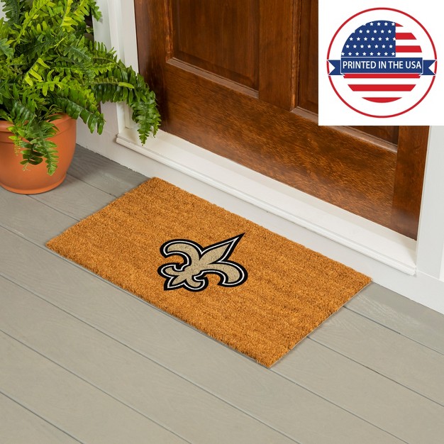 Evergreennflnew Orleans Saints Logo Natural Coir 28 X 16 Inches Indoor Outdoor Doormat