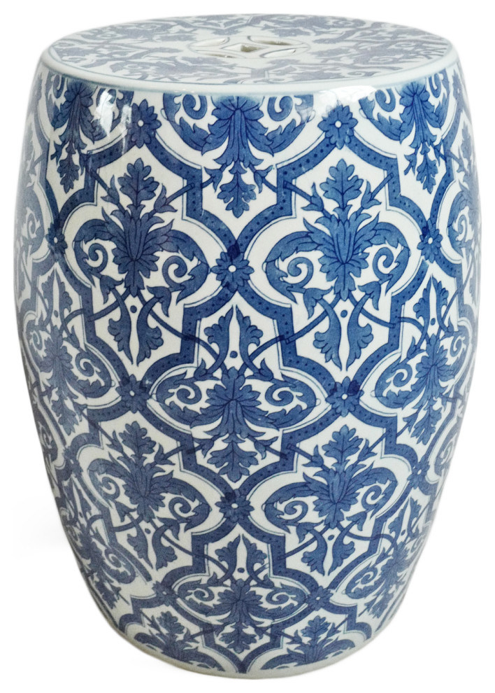 Blue and White Paris Ceramic Stool   Asian   Accent And Garden Stools   by Design Mix Furniture  Houzz