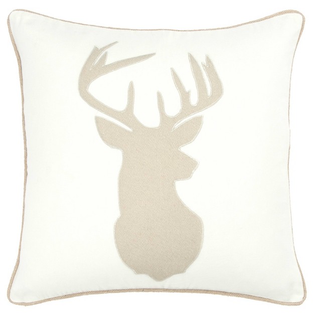 Oversize Deer Head Poly Filled Square Throw Pillow Light Beige Rizzy Home