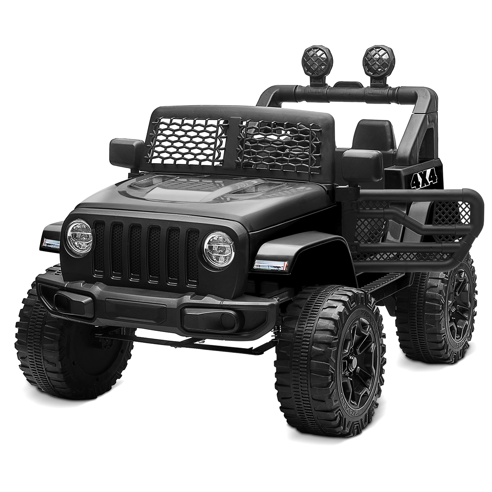 Kidzone 12V Battery Powered Electric Ride-on SUV Toy Vehicle for Boys & Girls, DIY License Plate, 4 Wheeler Quad Car, MP3, High Low Speeds, LED Lights, Bluetooth - Black