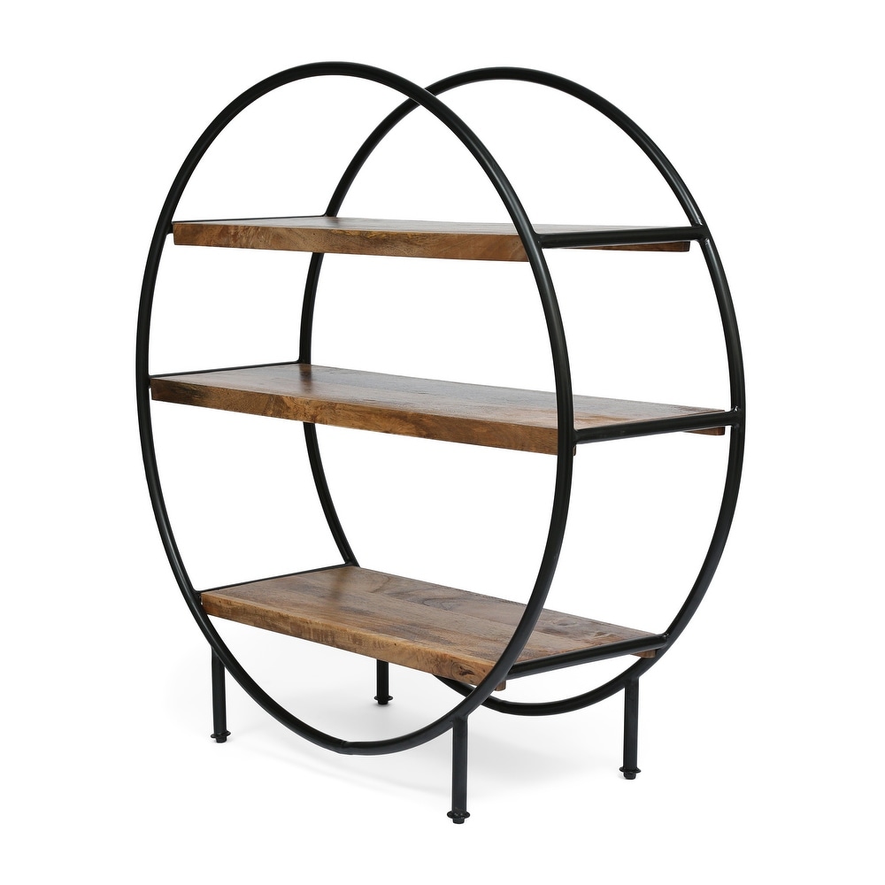 Dundas Indoor Mango Wood Handcrafted Circular Shelf by Christopher Knight Home