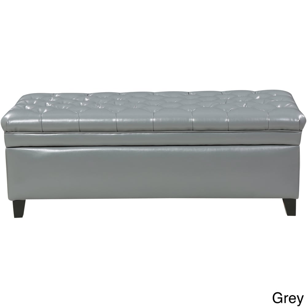 Hastings Tufted Faux Leather Storage Ottoman by Christopher Knight Home