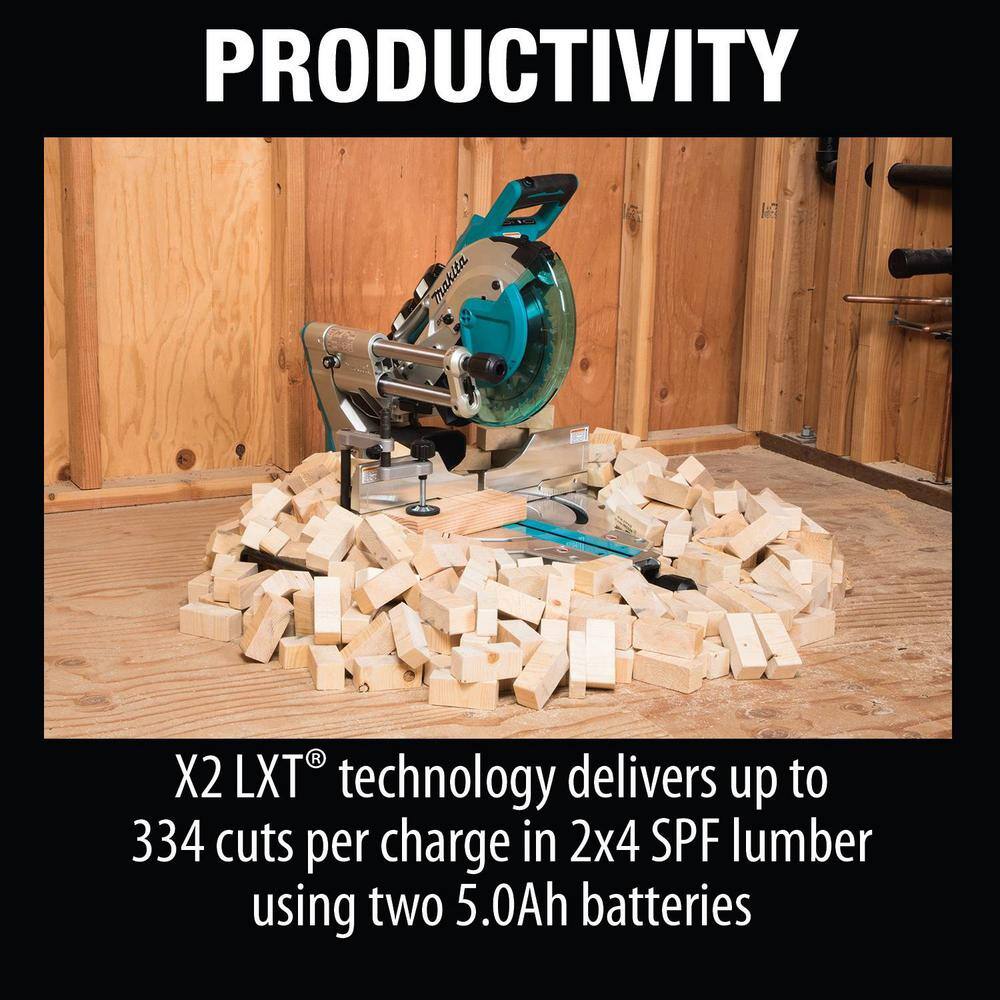 Makita 18V X2 LXT Lithium-Ion 36V Brushless Cordless 10 in. Dual-Bevel Sliding Compound Miter Saw Kit Laser 5.0 Ah XSL04PTU