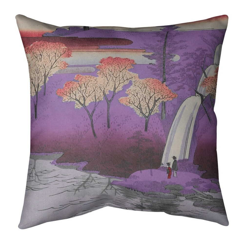 Porch   Den Utagawa Hiroshige 'Chiyogaike Pond' Throw Pillow