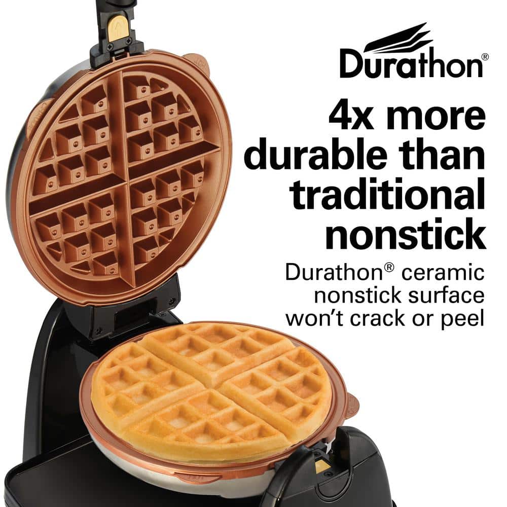 Hamilton Beach Durathon 800 W Single Waffle Stainless Steel Belgian Waffle Maker 26133