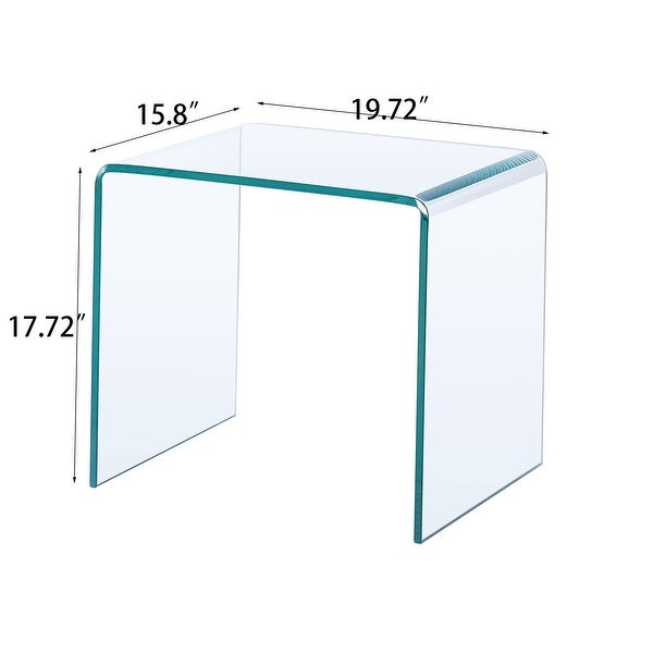 Small Clear Glass Side Table and Coffee Table， Tempered Glass Coffee Table Small Coffee Table， Versatile - as picture