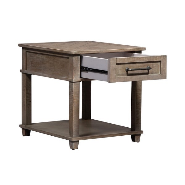 Parkland Falls Weathered Taupe Rectangular End Table