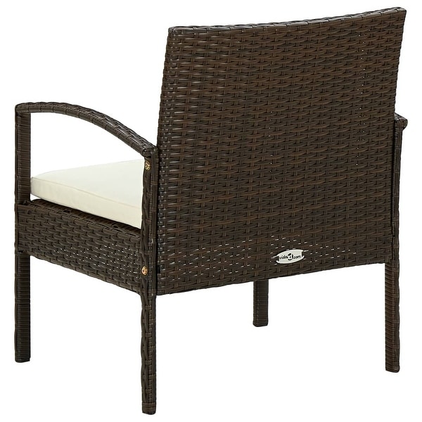 vidaXL Patio Chair with Cushion Poly Rattan Brown