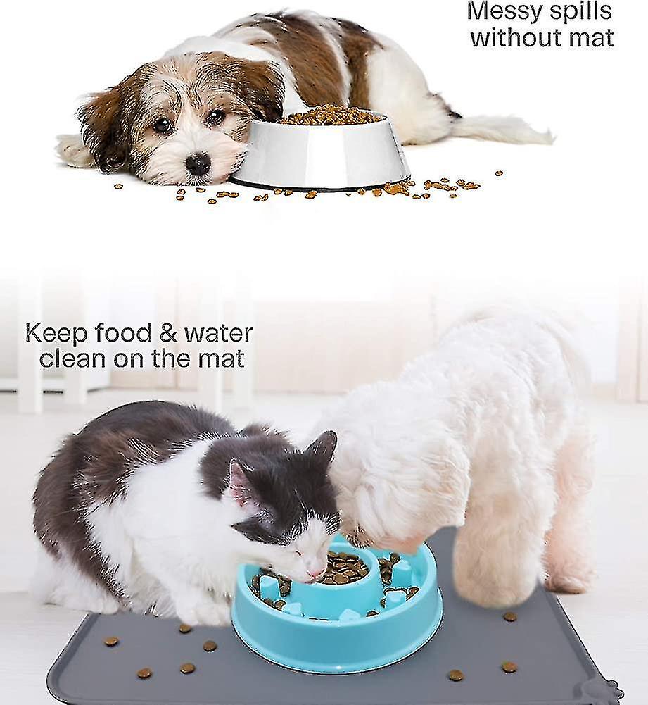 Dog And Cat Food Mat， Waterproof and Non Slip Silicone Pet Feeding Mat For Food And Water Gift