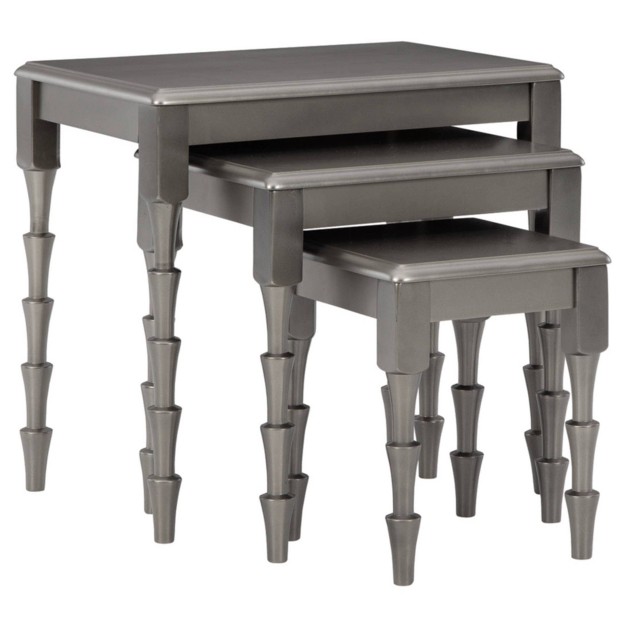 Set Of 3 Larkendale Side Tables Metallic Gray Signature Design By Ashley