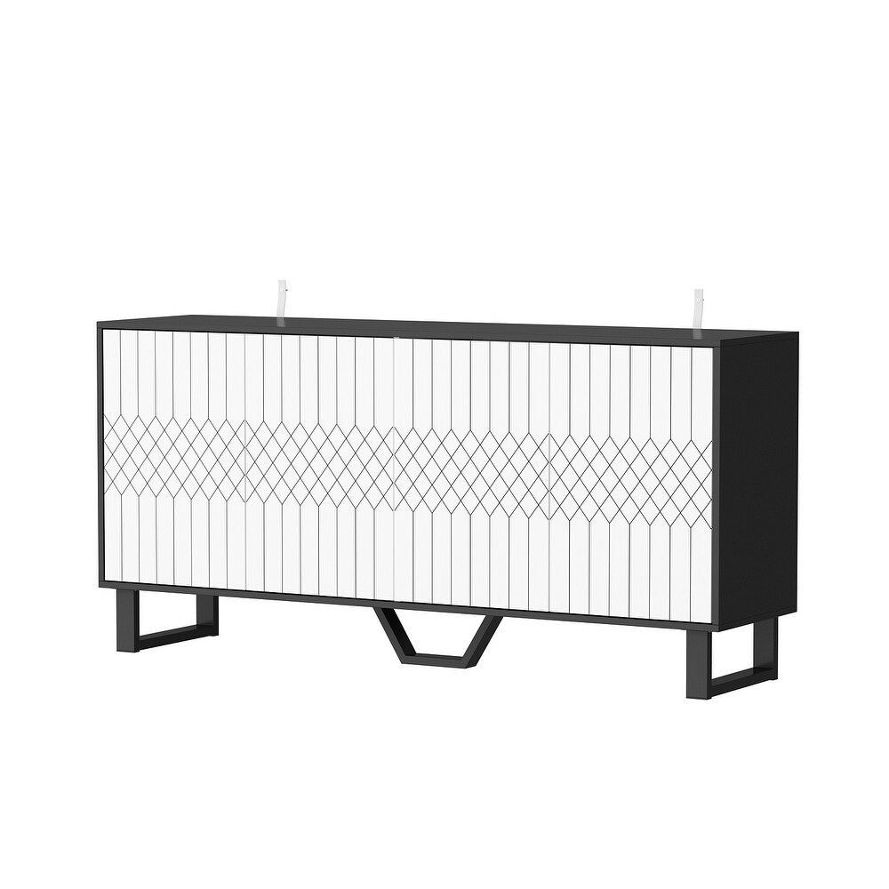 White/Black Buffet Cabinet Coffee Bar Cabinet Cupboard Credenza Buffet   63\