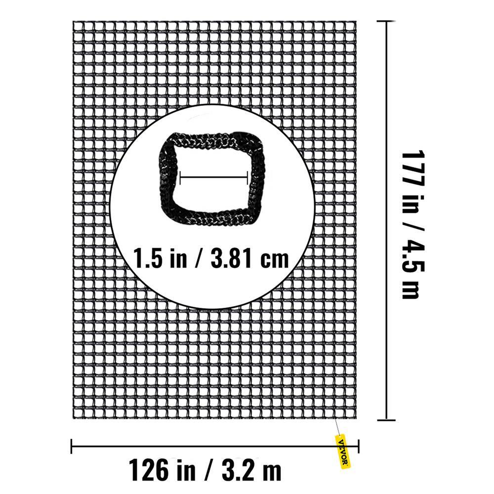 VEVOR Climbing Cargo Net 14.8 x 10.5 ft. Polyester Double Layers Cargo Net with 500 lb. Weight Capacity Rope Bridge Net PPWHS14.5X9.8MDB3V0