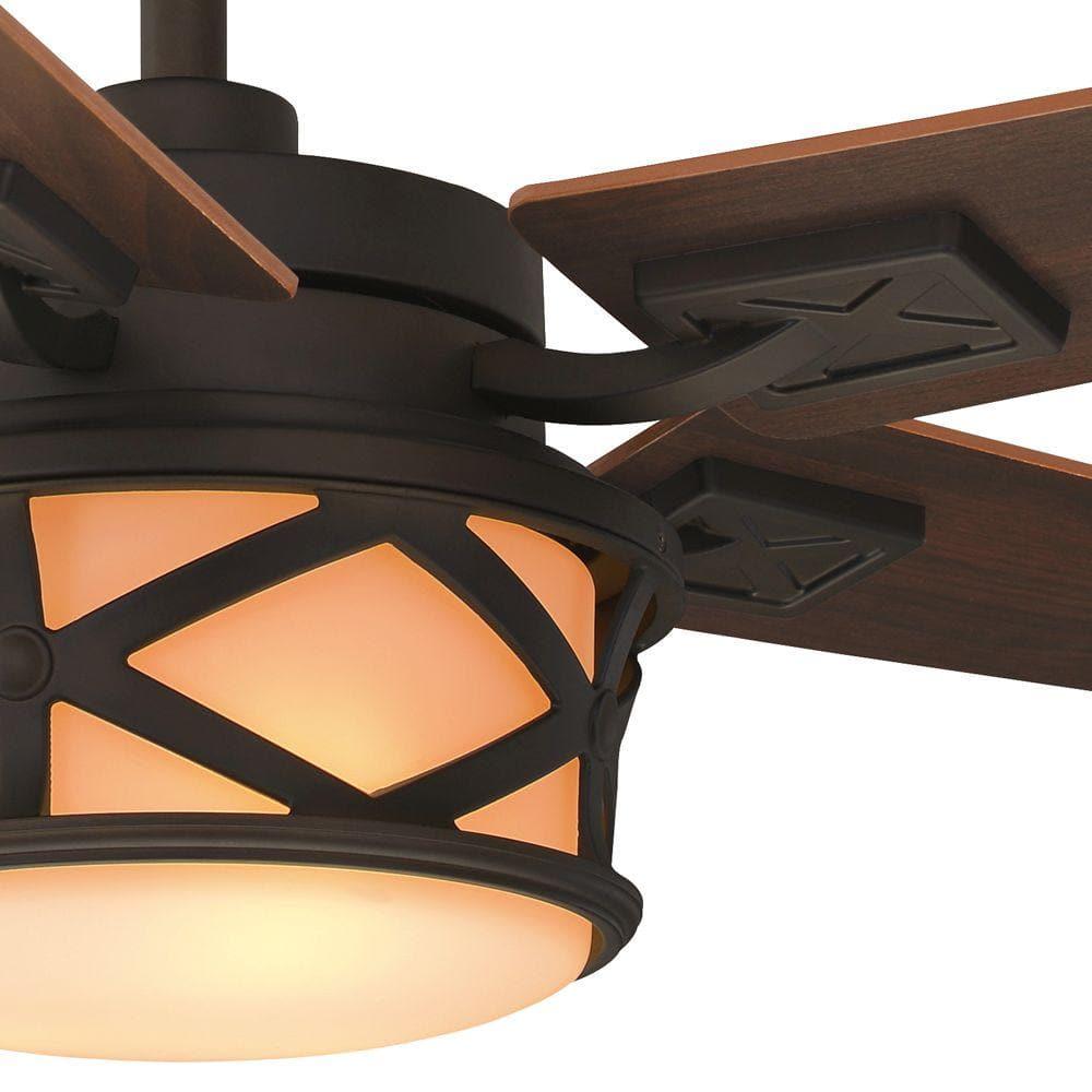 Home Decorators Collection Copley 52 in IndoorOutdoor LED Oil Rubbed Bronze Ceiling Fan with Light Kit Downrod Remote and Reversible Blades