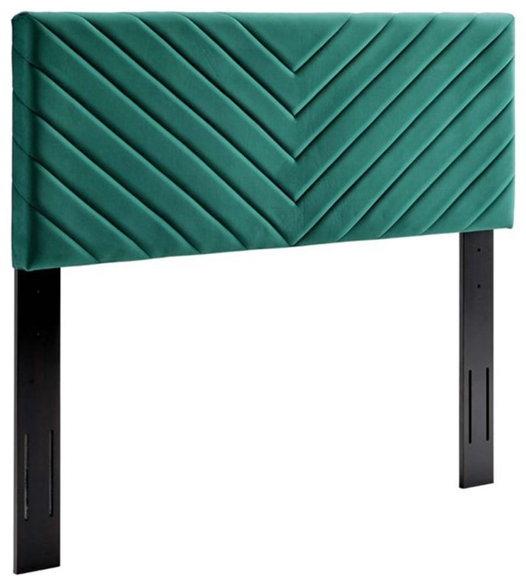 Modway Alyson Angular Channel Tufted Velvet Full/Queen Headboard in Teal Blue   Contemporary   Headboards   by Homesquare  Houzz