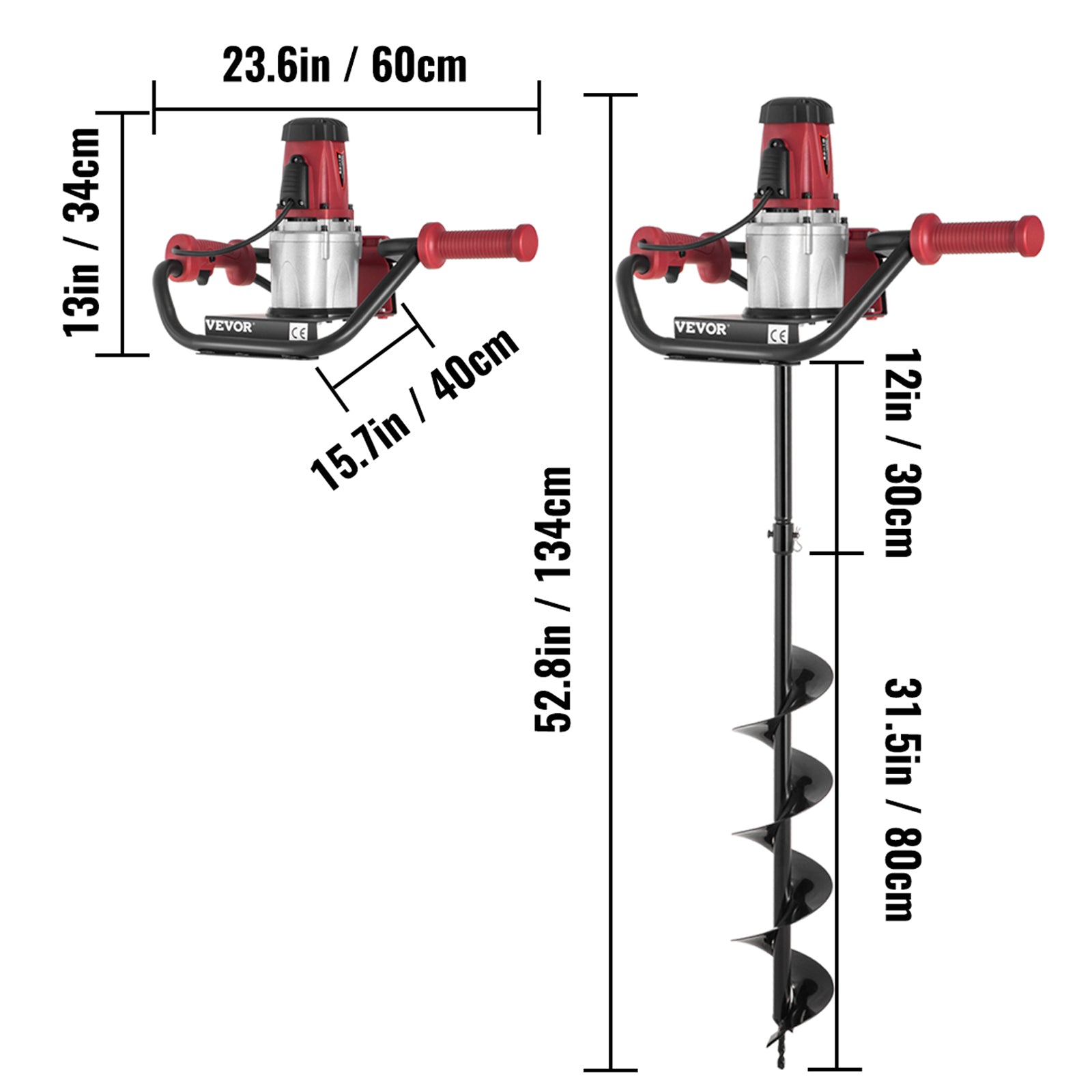 VEVOR Electric Post Hole Digger, Power Post Hole Auger, with 6" Digging Auger Bit Set, 1500 W 1.6 HP Electric Earth Digger Auger