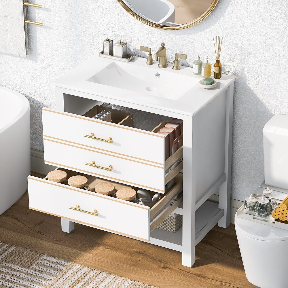 Bathroom Vanity Cabinet with Open Storage