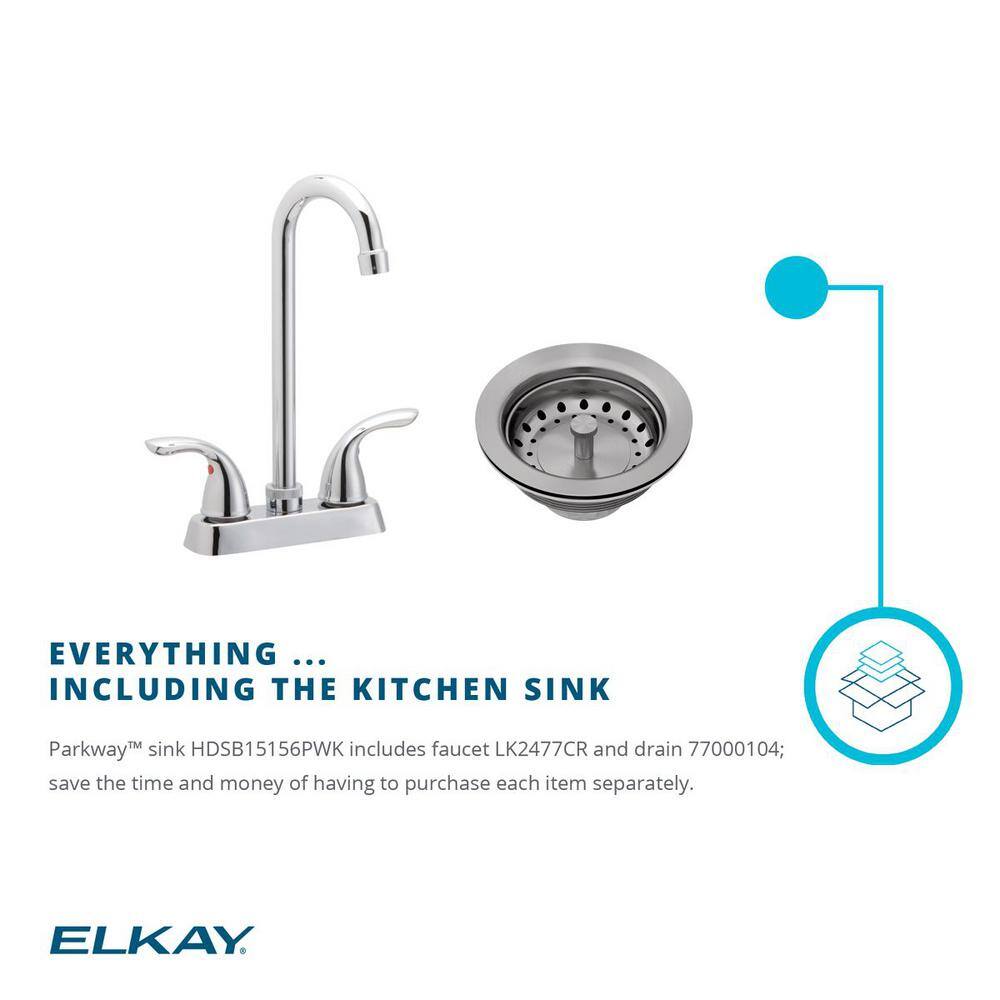 Elkay Parkway 20-Gauge Stainless Steel 15 in. Single Bowl Drop-In Kitchen Sink with Faucet HDSB15156PWK