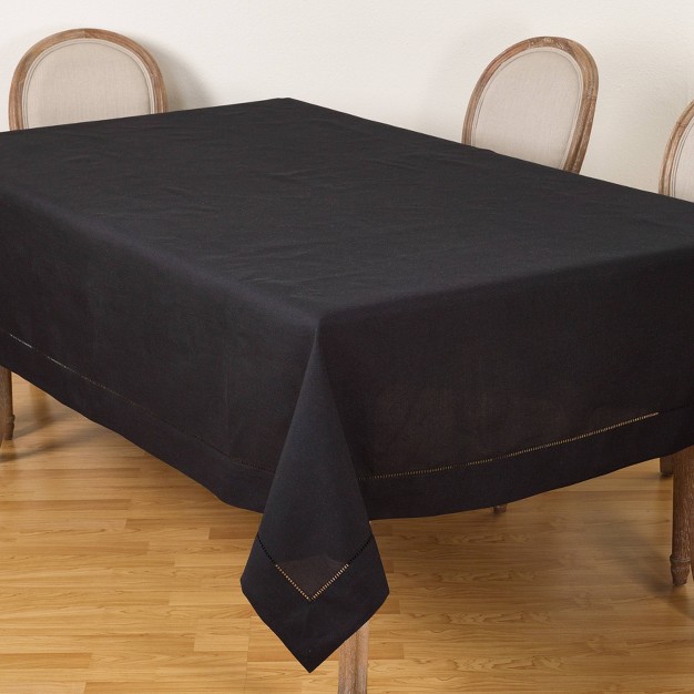 Tablecloth With Hemstitch Border Design Black Saro Lifestyle