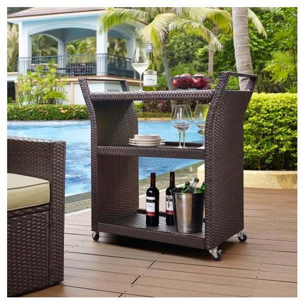 Palm Harbor Outdoor Wicker Bar Cart