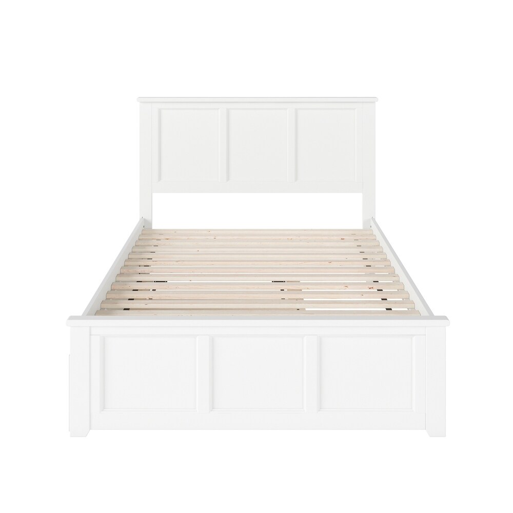 Madison White Full Platform Bed with Twin Trundle